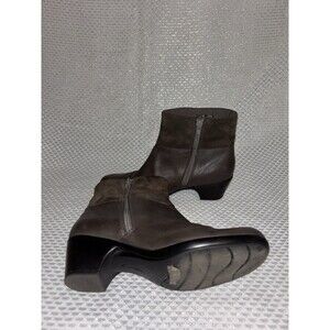 Easy Spirit Women's Brown Leather Ankle Bootie Zip Buckle Round Toe US 8.5